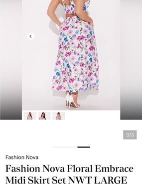 Fashion Nova Floral Embrace Midi Skirt Set NWT LARGE
